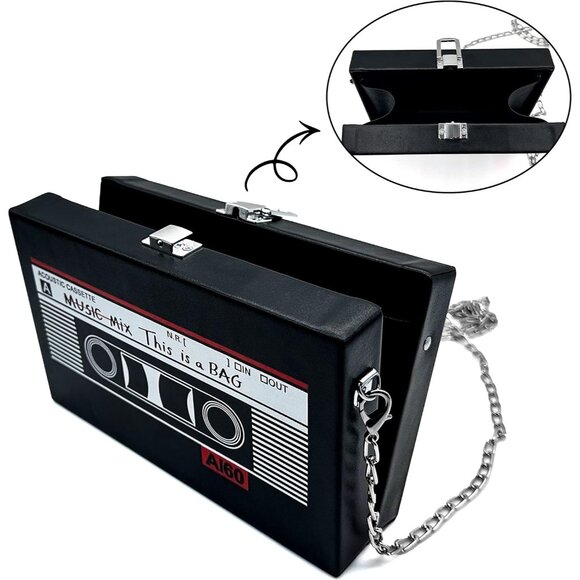 Women's Black 90s Hip Hop Handbags Purse Vintage Chain Bags 90s Outfit - Picture 4 of 15